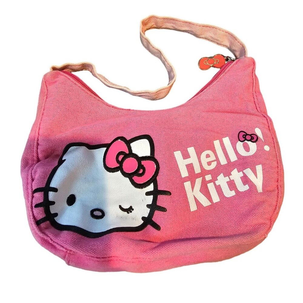 Hello Kitty Sanrio FAB NY Starpoint Purse Pink Canvas Shoulder Bag 2010 Winking